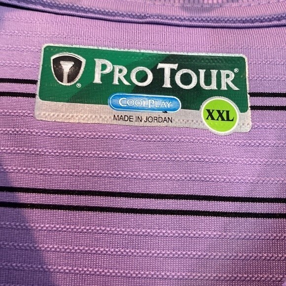 674) Pro Tour Men’s Golf Cool Play Golf Polo Shirt Sz, XXL Purple Stripe - Picture 2 of 7